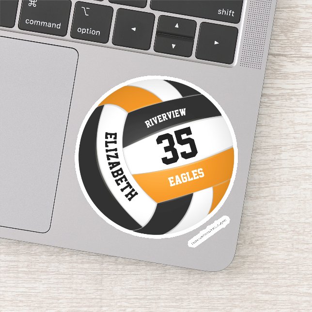 black orange team colors girls boys volleyball sticker (Detail)