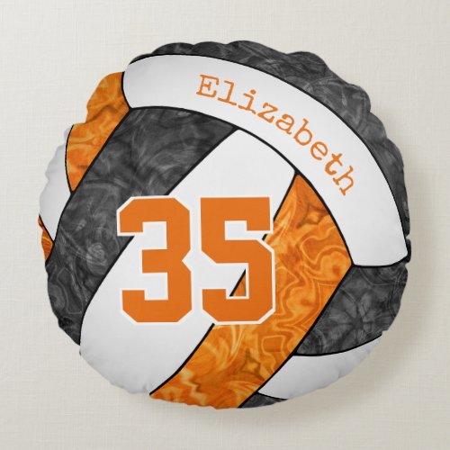 black orange team colors girls volleyball room round pillow
