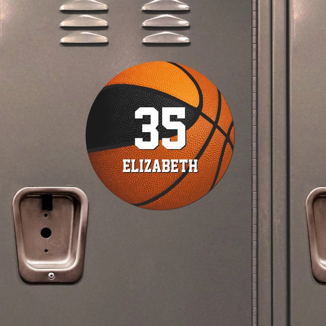 black orange team colors kids basketball locker or car magnet (Creator Uploaded)