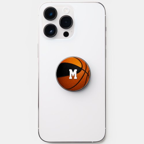 black orange team colors monogrammed basketball PopSocket