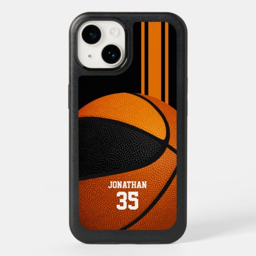 black orange team colors varsity basketball OtterBox iPhone 14 case