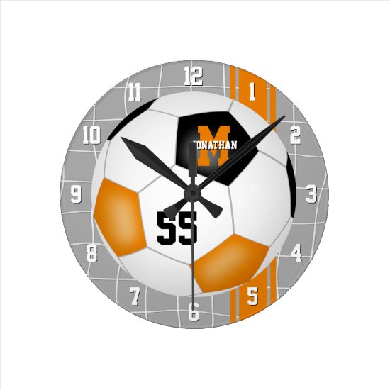 black orange team colors varsity stripes soccer round clock