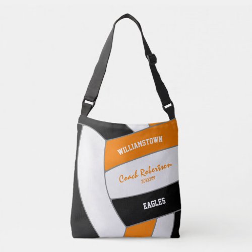 black orange team colors volleyball athlete coach crossbody bag