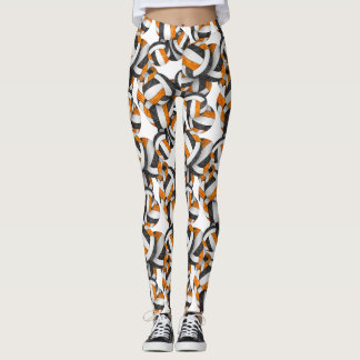 black orange team colors volleyballs pattern leggings