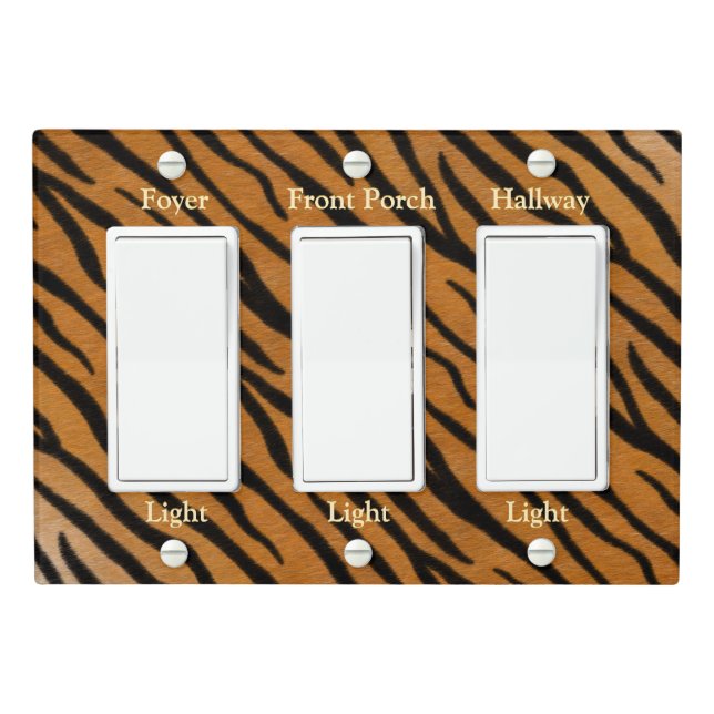 Black & Orange Tiger Fur Wild Animal Custom Light Switch Cover (In Situ)