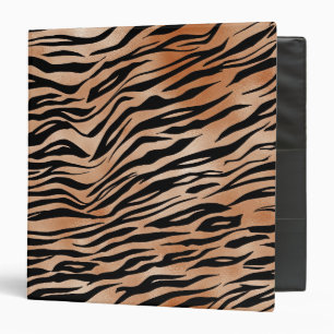 Black Orange Tiger Print 3 Ring Binder