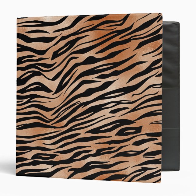 Black Orange Tiger Print 3 Ring Binder (Front/Inside)
