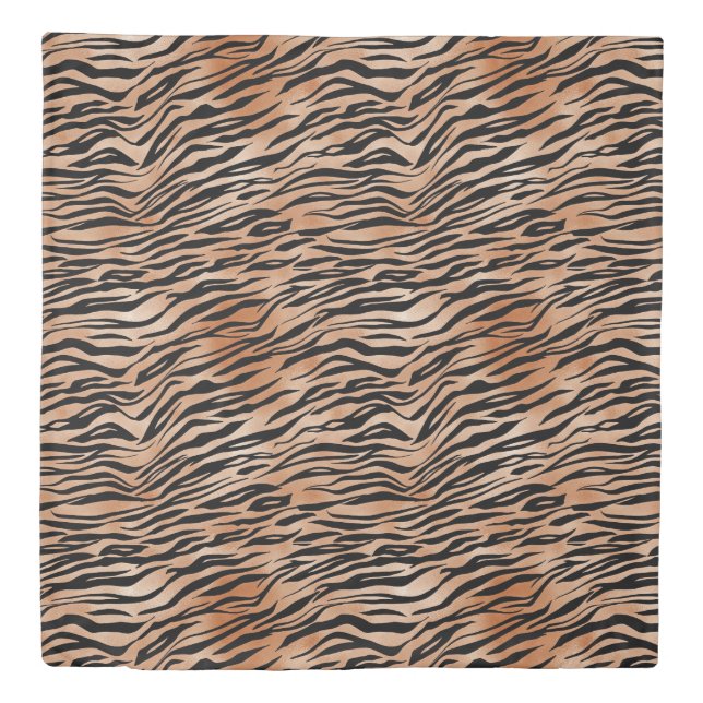 Black Orange Tiger Print Duvet Cover (Front)