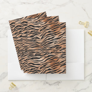 Black Orange Tiger Print Pocket Folder