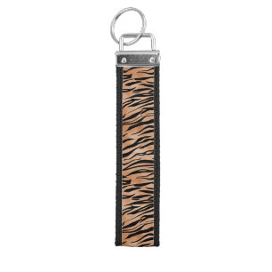 Black Orange Tiger Print Wrist Keychain