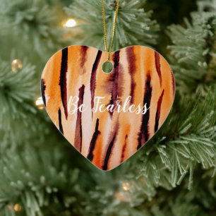 Black Orange Tiger Watercolor Ceramic Ornament