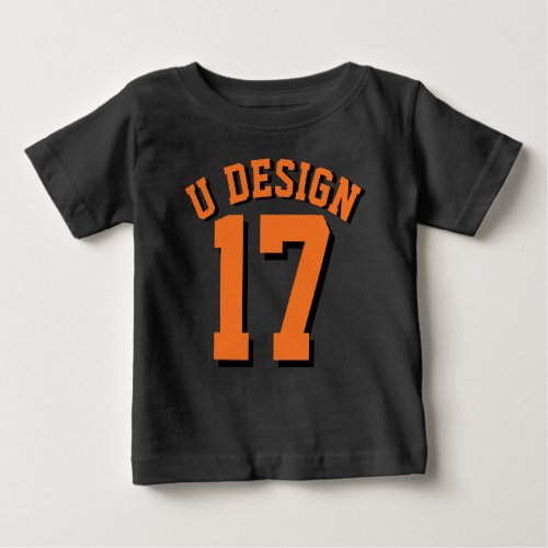 Black  Orange Toddler  Sports Jersey Design Baby T_Shirt