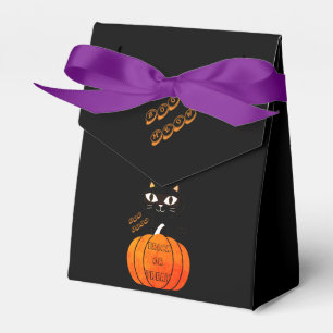 Black Orange Trick or Treat Cat Pumpkin Halloween Favor Boxes