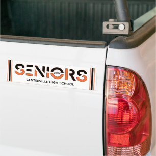 Black & Orange Two-Color Seniors Sliced Letters Bumper Sticker