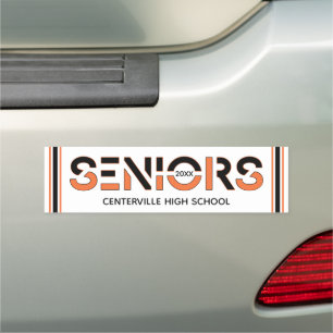 Black & Orange Two-Color Seniors Sliced Letters Car Magnet