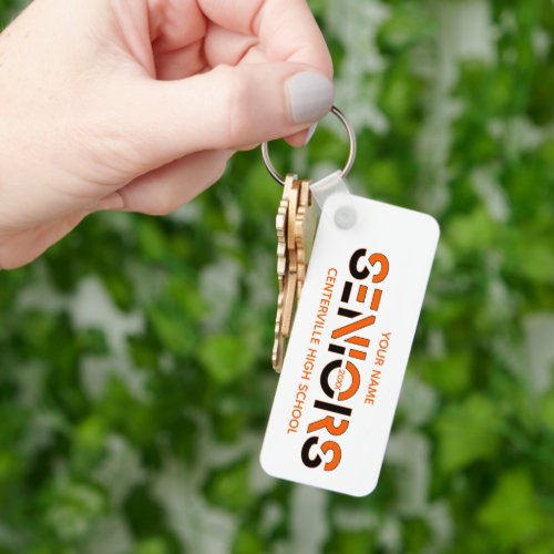 Black  Orange Two_Color SENIORS Sliced Letters Keychain