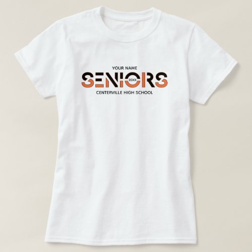 Black  Orange Two_Color Seniors Sliced Letters T_Shirt