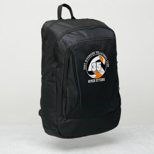 black orange volleyball team colors athlete name port authority backpack