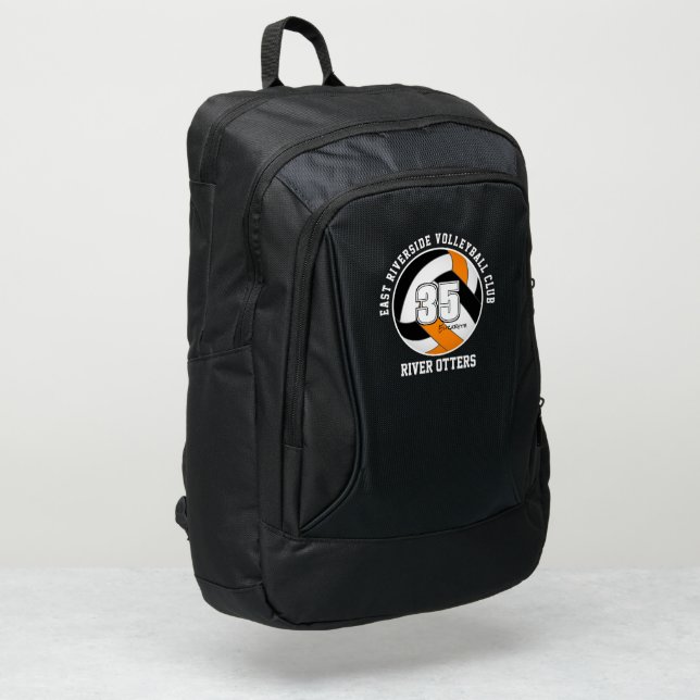 black orange volleyball team colors athlete name port authority® backpack (Left Corner)