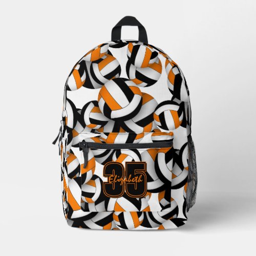 Black orange volleyball pattern wrist keychain