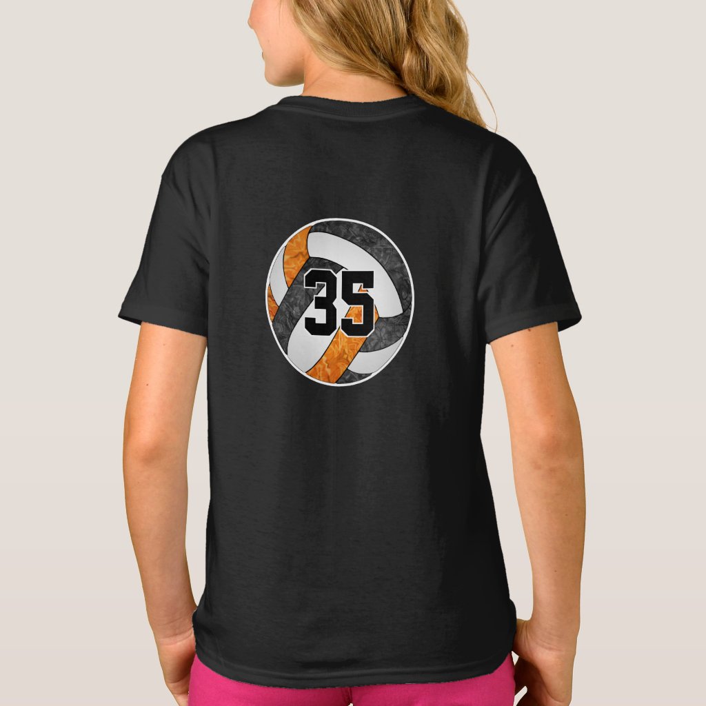black orange volleyball team w name jersey number T-Shirt