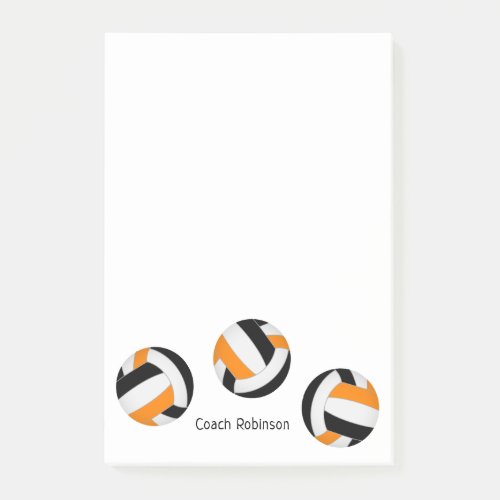 black orange volleyballs notepad w his her name