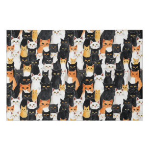 Black Orange White Cats Faux Canvas Print