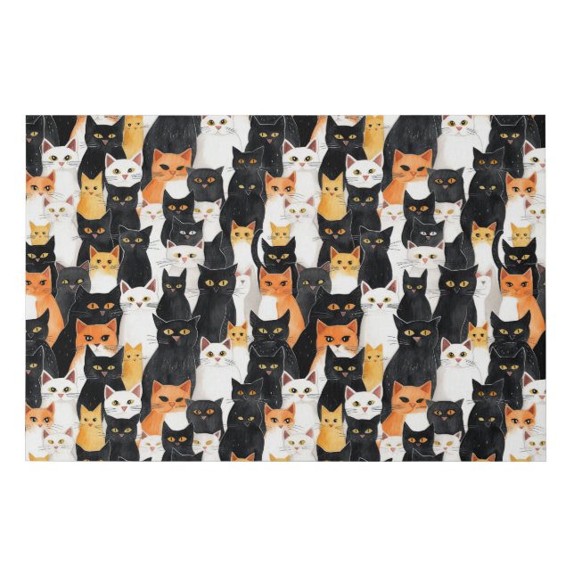Black Orange White Cats Faux Canvas Print (Front)