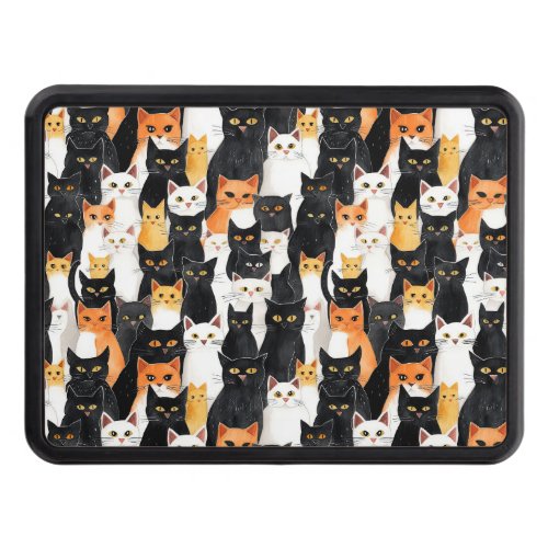 Black Orange White Cats Hitch Cover