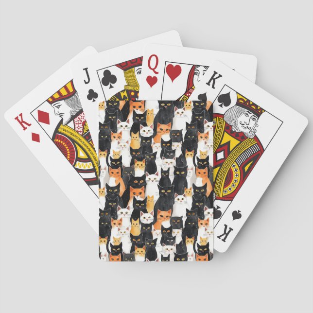 Black Orange White Cats Poker Cards (Back)