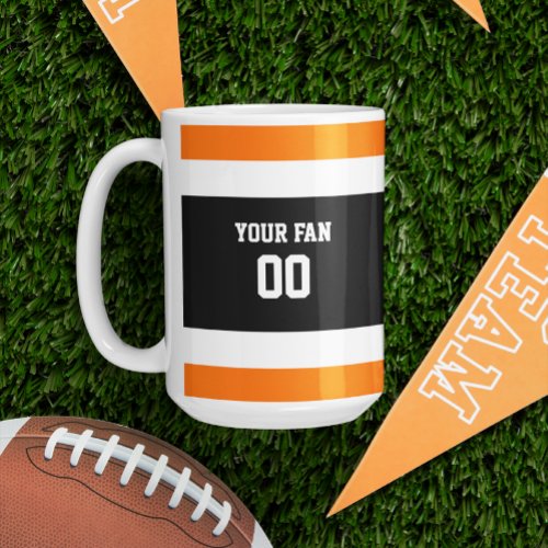 Black Orange  White Football Team Personalized Coffee Mug