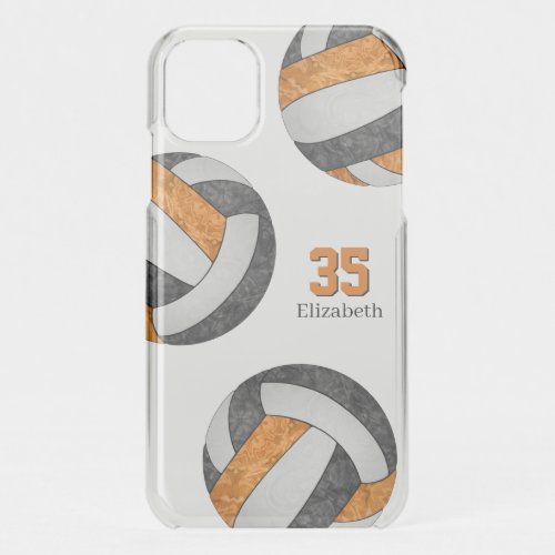 black orange white girly team colors volleyballs iPhone 11 case