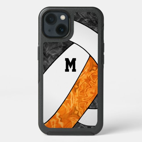 black orange white team colors girls volleyball iPhone 13 case