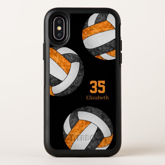 black orange white team colors girls volleyball OtterBox symmetry iPhone x case