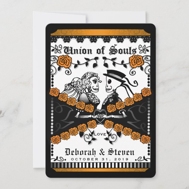 Black Orange White Union Souls Wed TOGETHER WITH Invitation (Front)