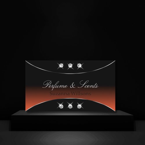 Black Orange with Silver Decor and Sparkle Jewels Business Card