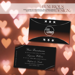 Black Orange with Silver Decor Diamonds and Logo Business Card