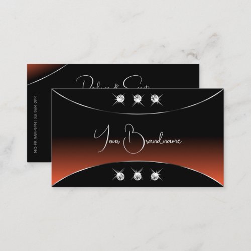 Black Orange with Silver Decor Sparkling Jewels Business Card