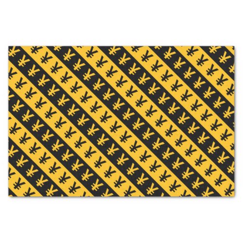 Black  Orange Yen Signs  Striped Pattern Tissue Paper