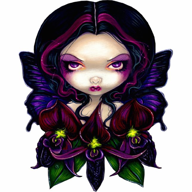 Black Orchid Fairy - gothic fairy Photo Sculpture (Front)