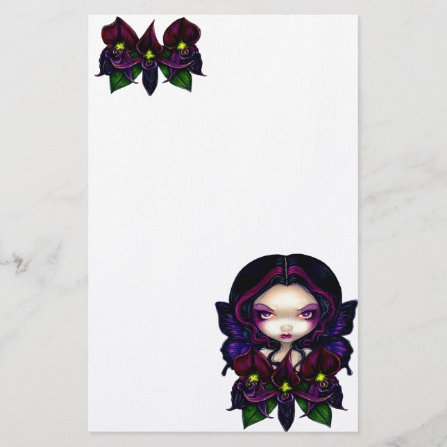 "Black Orchid Fairy" Stationery (Front)