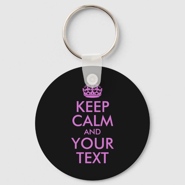 Black Orchid Keep Calm and Your Text Keychain (Front)