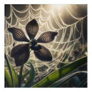 Black Orchid Spiderweb Floral Acrylic Print