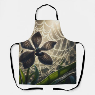 Black Orchid Spiderweb Floral Apron