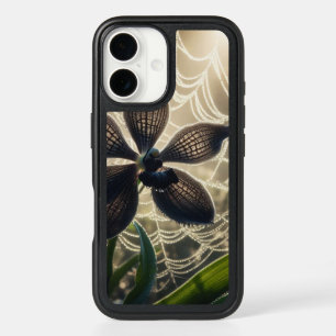 Black Orchid Spiderweb Floral iPhone 16 Case
