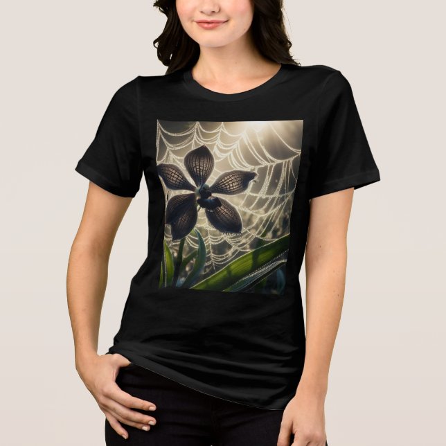 Black Orchid Spiderweb Floral Tri-Blend Shirt (Front)