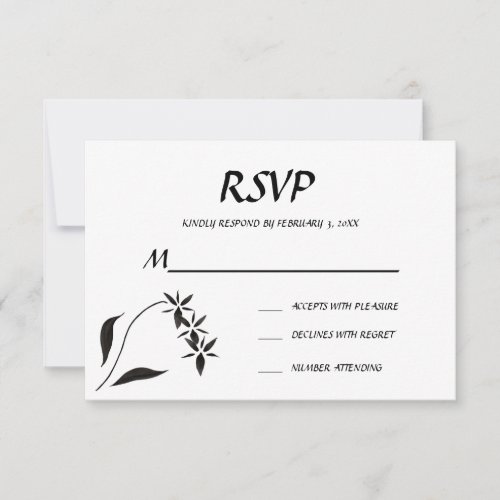 Black Orchid Wedding RSVP Card