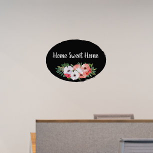 Black Organic Floral Banner Customized Wall Decal