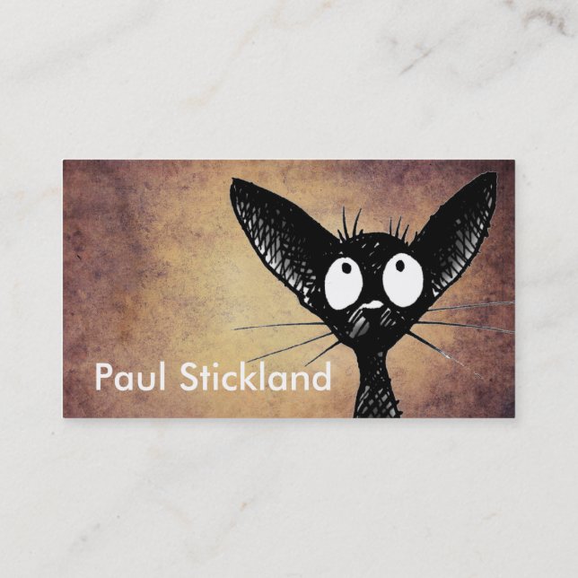 Black Oriental Cat Art Business Card (Back)