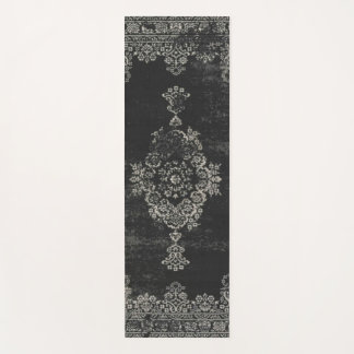 black oriental pattern yoga mat